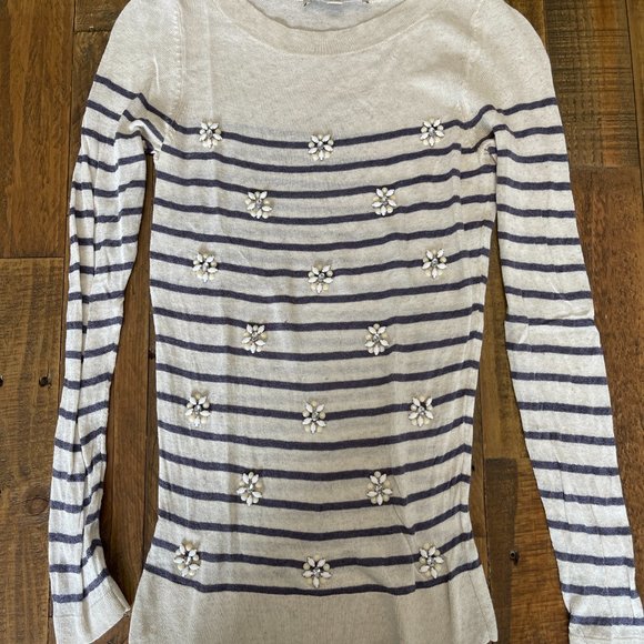 Loft Women's sheer sweater with crystal embellishment in size xs. - Picture 8 of 9